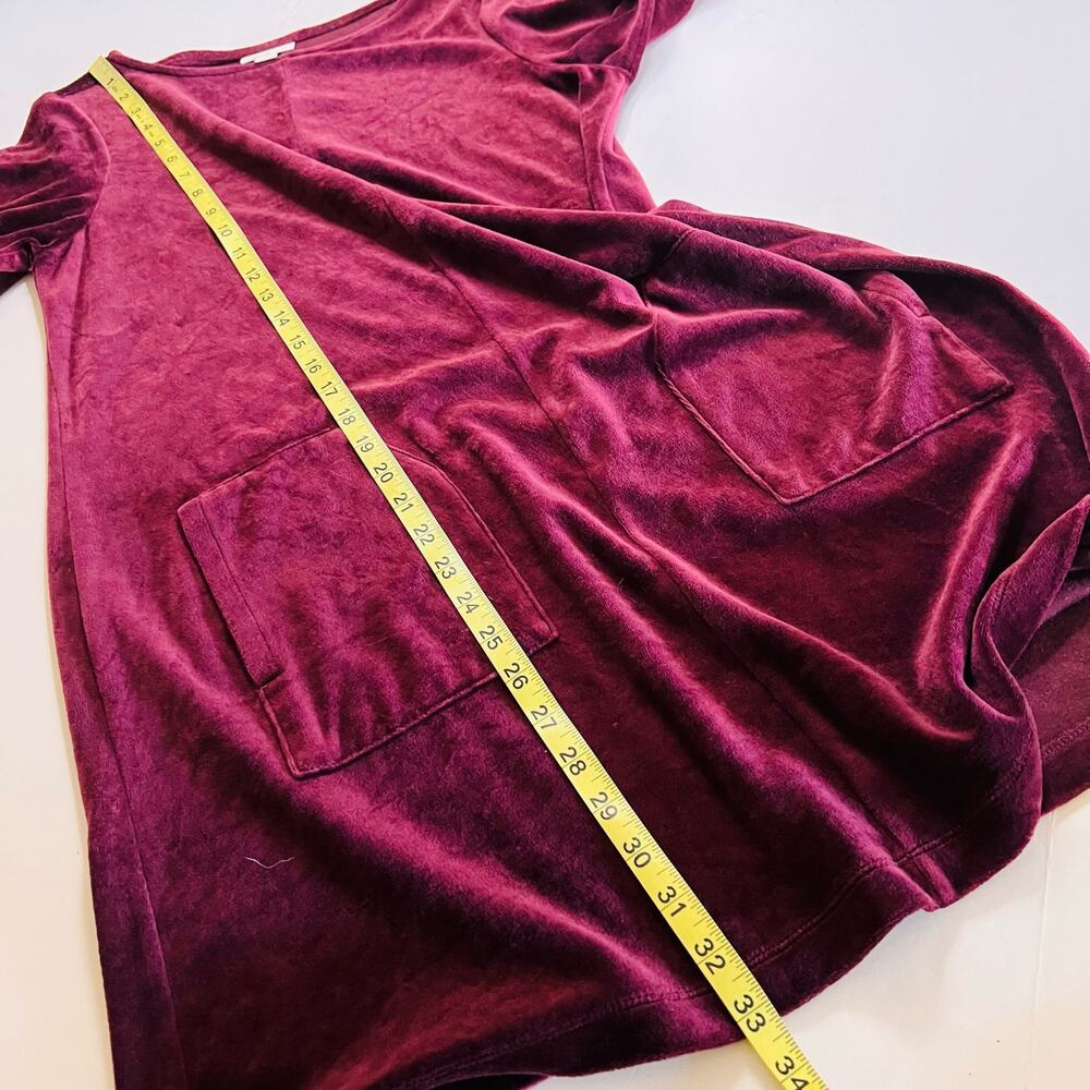 J. Jill Velour Crew Neck Long Sleeve Tunic Top Size S Small Petite Burgundy - Picture 7 of 9